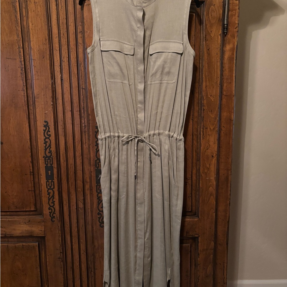 Vince Sleeveless Beige Midi Dress